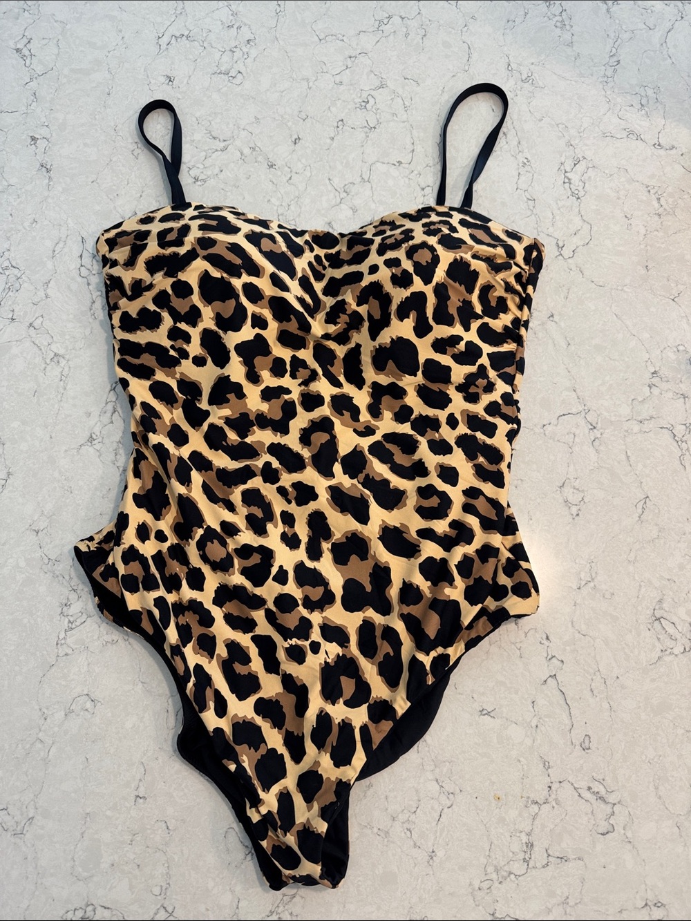 La Blanca Leopard Print One-Piece Swimsuit Double Sided Size 16